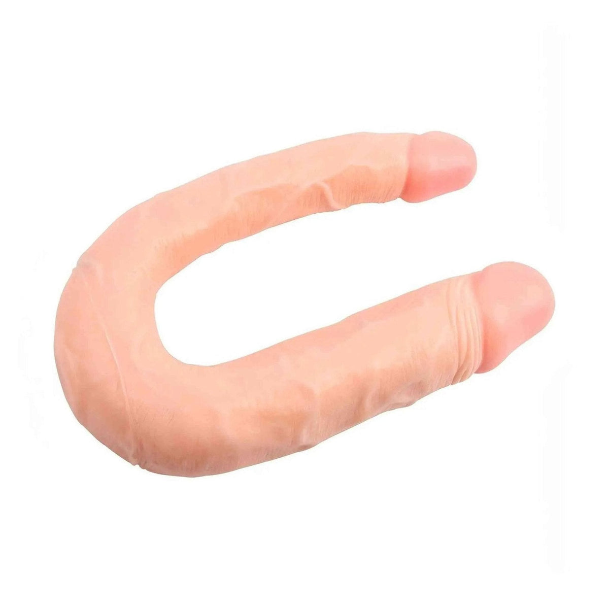 Doppio dildo flessibile a ferro di cavallo rosa chiaro vista laterale