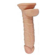 Dildo vibrante rosa carne vista frontale con curvatura anatomica e ventosa integrata