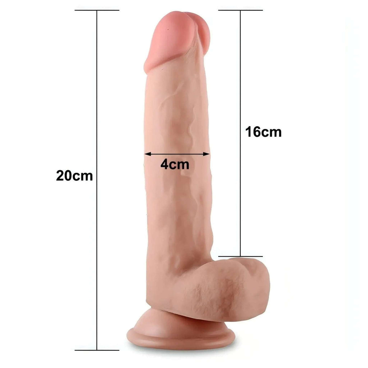 Fallo realistico 16 cm con pelle scorrevole come un membro vero - 8″, Rosa Carne