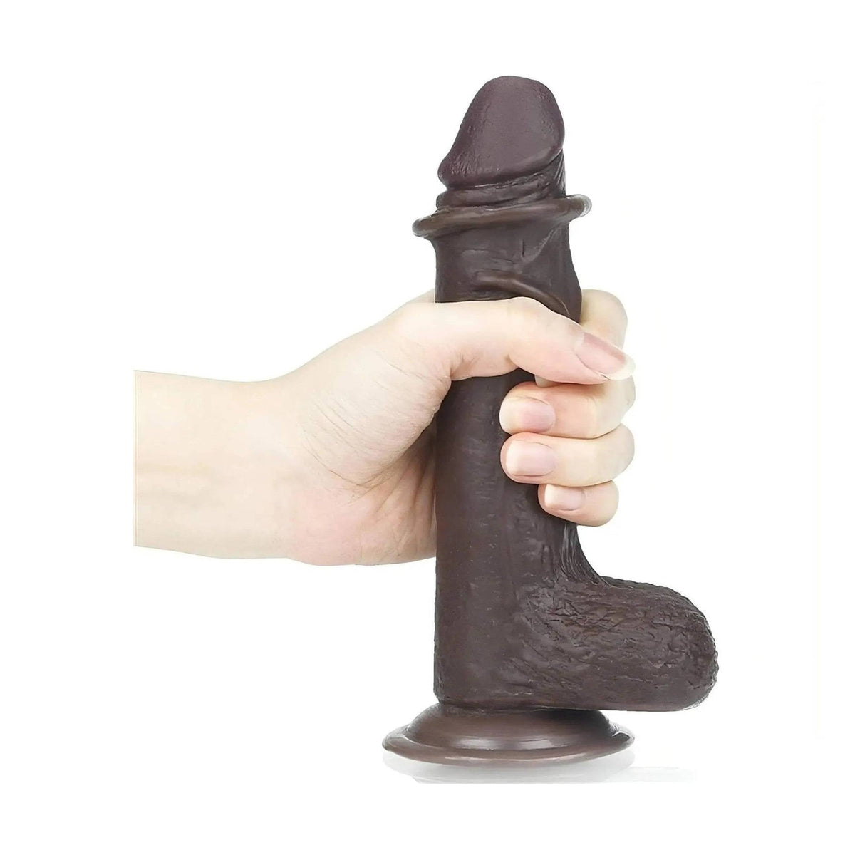 Dildo nero realistico Lovetoy flessibile con texture pelle umana e glande dettagliato