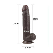 Dildo nero dimensioni complete 24cm con indicatori di misura grafici