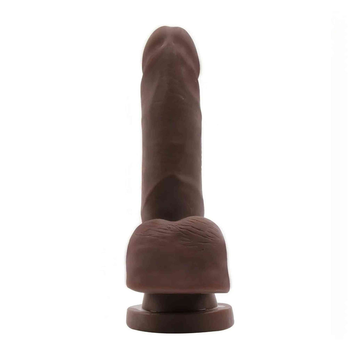 Dildo realistico marrone scuro con ventosa e testicoli
