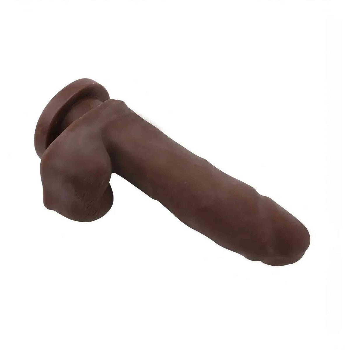 Dildo anatomico marrone con venature e ventosa piatta