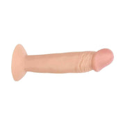 Dildo realistico rosa carne con ventosa vista laterale orizzontale sinistra