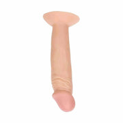 Dildo realistico rosa carne con ventosa vista laterale verticale