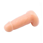 Vista angolare dildo realistico T-Skin rosa carne dettagli glande