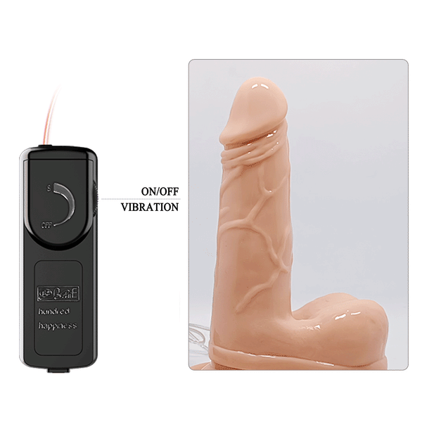 Fallo realistico vibrante e rotante con ventosa 14.5 cm - Multispeed, Rosa Carne