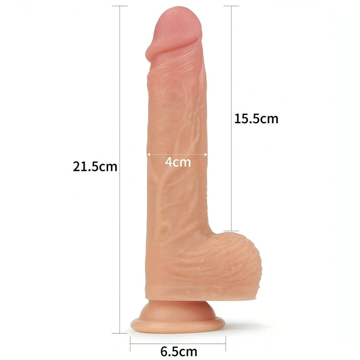 Dildo realistico silicone 21,5 cm diametro 4 cm base stabile con texture anatomica