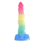 Dildo multicolore verticale texture spirale vista frontale