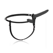 Strapon doppio nero Flesh Up vista frontale con base centrale e fibbia regolabile