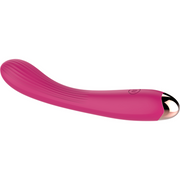 Vibratore flessibile rosa superficie liscia con texture righe e punta dorata
