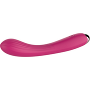 Vibratore G-spot rosa acceso flessibile con texture ondulata e punta metallica scura