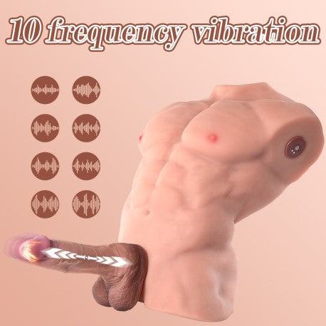 Torso maschile con 10 frequenze di vibrazione e punta luminosa arancione