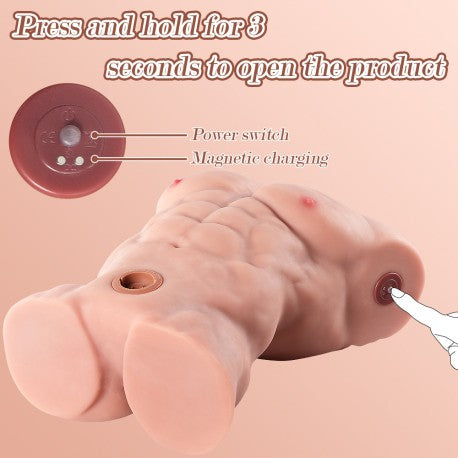 Pannello di controllo pulsante rosso e ricarica magnetica su torso morbido