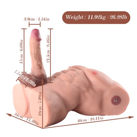 Dimensioni e peso torso interattivo GoReal 46 cm altezza con base piatta