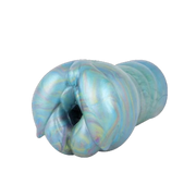 Toy sessuale in silicone iridescente blu-verde viola con apertura centrale