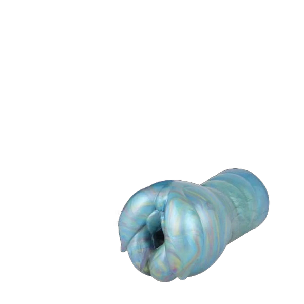 Vista laterale toy flessibile in silicone multicolore a forma allungata