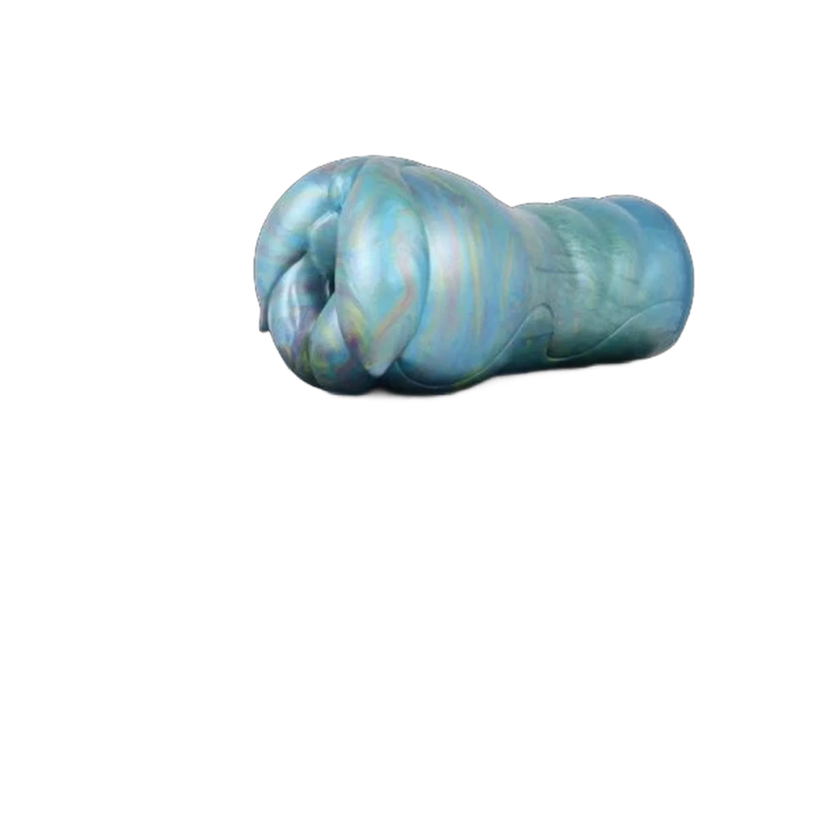 Estremità a fiore di silicone lucido iridescente blu-verde viola