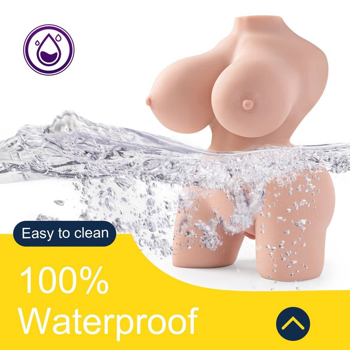 Torso masturbatore Waterproof Frieda facile pulizia 100% resistente all'acqua