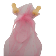 Frontino rosa con velo bianco e pisellini