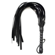 Frusta BDSM nera squash whip con frange compatte e presa testurizzata
