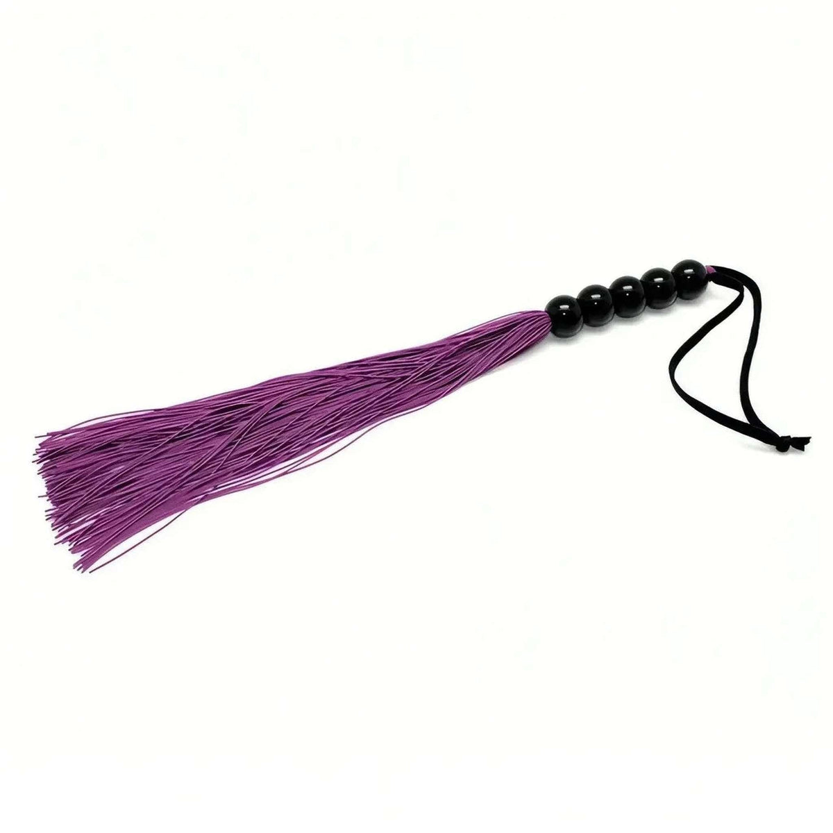 Frustino a frange in silicone viola con manico a sfere nere
