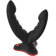 Dildo Fun Factory Ryde nero a doppia testa con creste stimolanti e base trilobata ergonomica