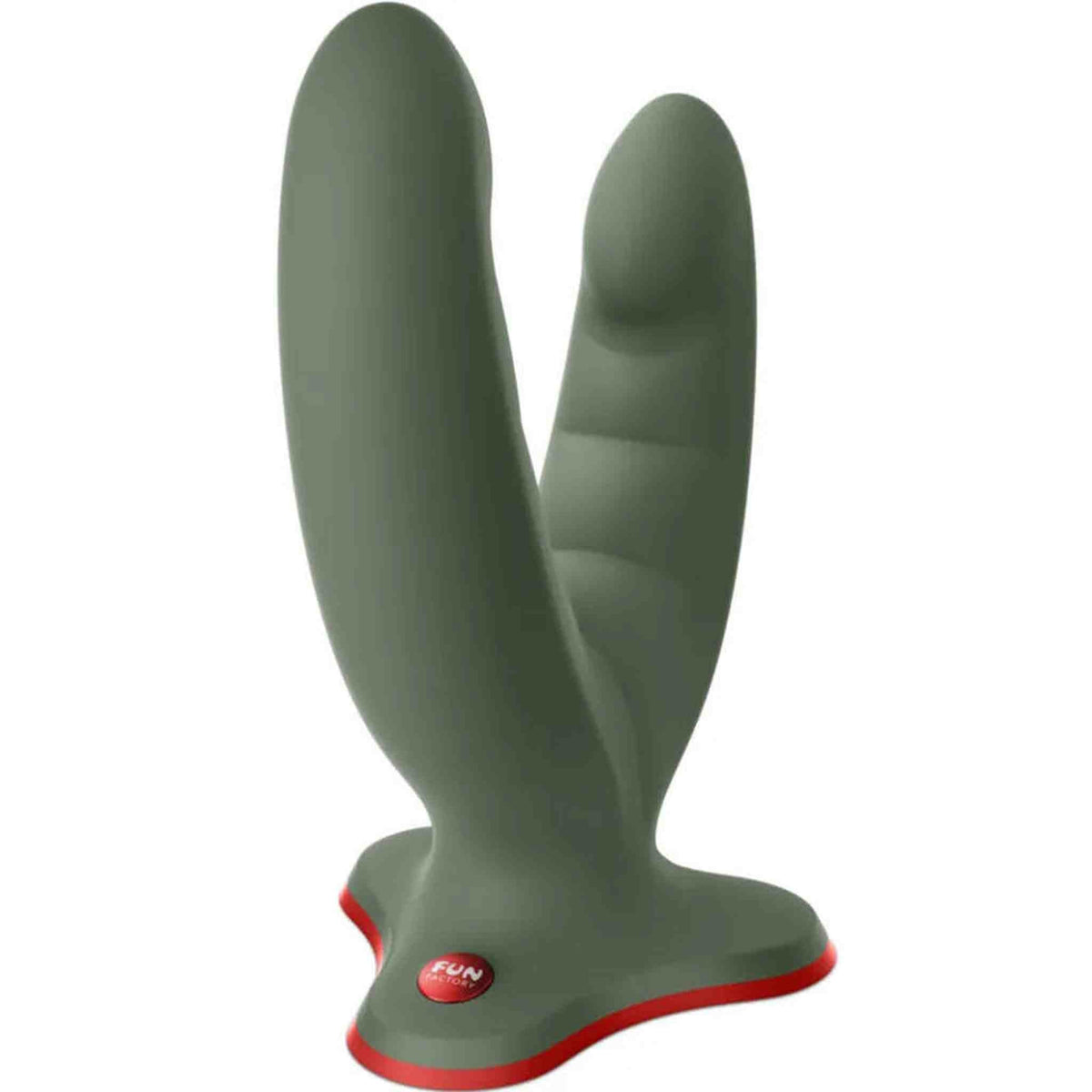 Dildo Fun Factory Ryde verde oliva a doppia testa con superficie ondulata e design ergonomico