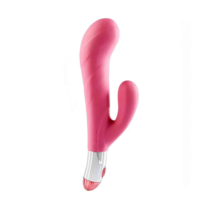 Vibratore G-spot a forma di coniglio rosa fucsia in silicone con controllo velocità e punta traslucida
