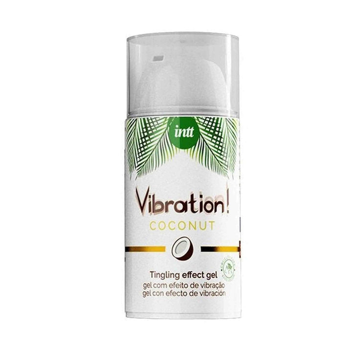 Flacone gel vibrante intt gusto cocco effetto tingling design tropicale