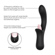 Vibratore silicone morbido nero con connessione ricarica magnetica
