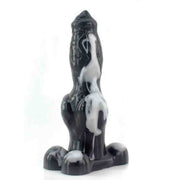 Dildo cane nero con macchie bianche effetto pelliccia base a tre zampe lisce