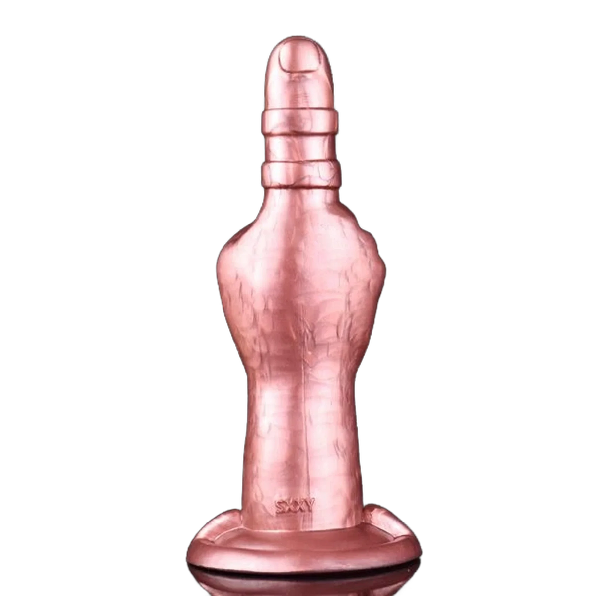 Dildo dito indice rosa metallico silicone lucido marchio inciso SXXY base piatta