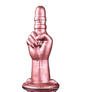Dildo silicone liquido rosa metallico forma dito indice con misure dettagliate