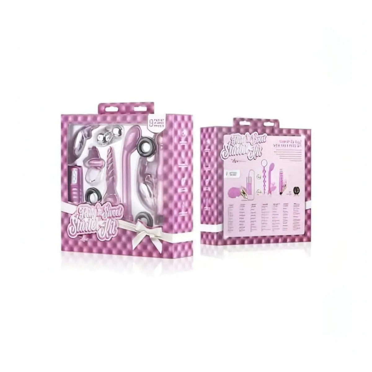 Scatola regalo Flirty 'n Sweet Starter Kit a quadri rosa e bianchi con nastro