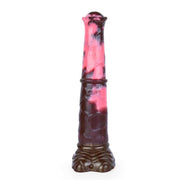 Dildo fantasy Gightning in silicone rosa e nero a forma di zampa con anello intermedio