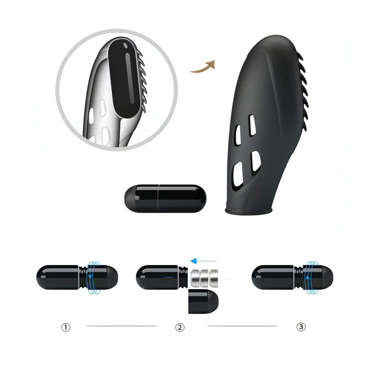 Gilo Vibratore da dita con rilievi stimolanti Ø 1.8 cm