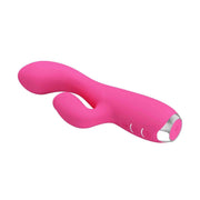Vibratore coniglio rosa Pretty Love Gloria corpo curvo con coda laterale e anello metallico argentato