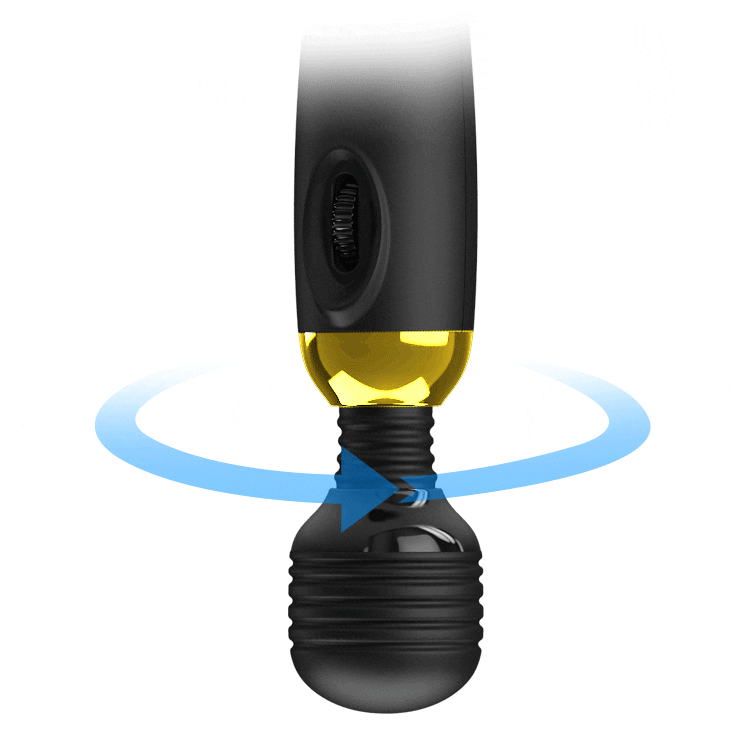 Gold Power Wand vibratore nero e oro con testa rotante