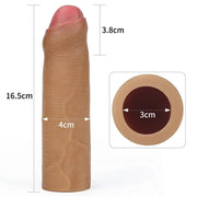 Guaina fallica silicone dimensioni 16,5 cm canale interno ingrandito
