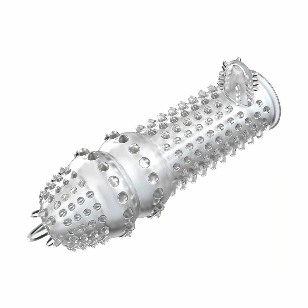 Guaina trasparente orizzontale con stimolatore integrato e texture a punte