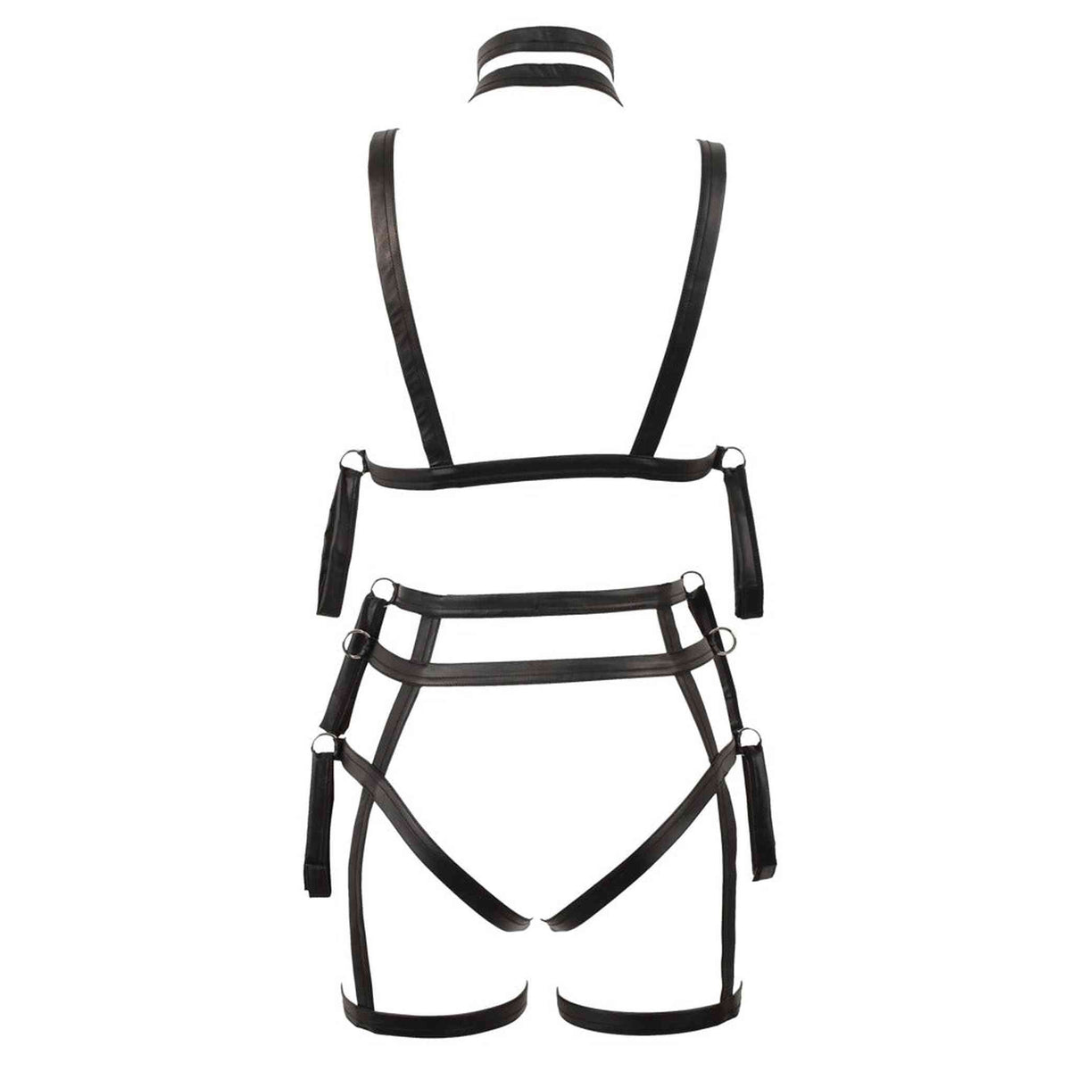 Harness bondage nero manichino con struttura Y e finitura lucida