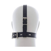 Cinghia posteriore nero pelle sintetica con fibbie metalliche per harness