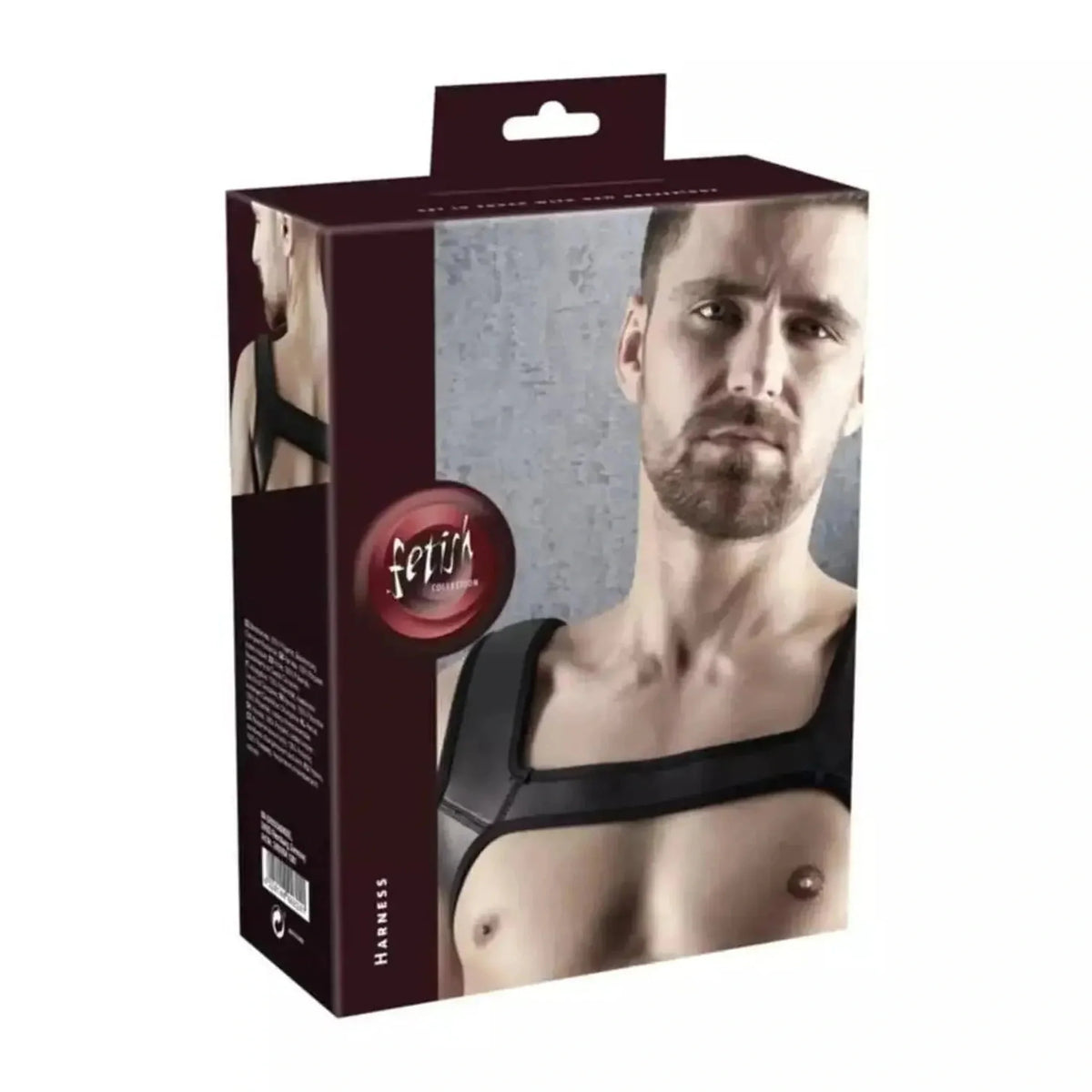 Scatola nera harness maschile in caucciù nero Fetish Collection