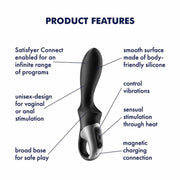 Diagramma tecnico vibratore rabbit Satisfyer silicone morbido ricarica magnetica e app