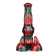 Dildo mostro silicone rosso verde marmorizzato tre piedi demoniaci