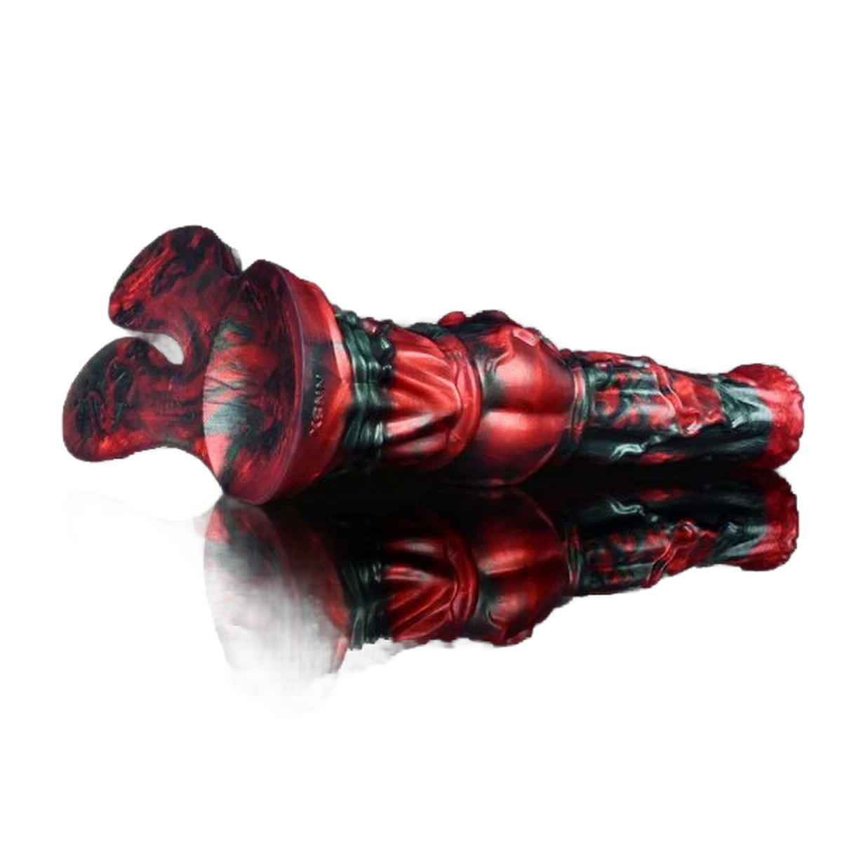 Dildo mostro in silicone rosso e nero finitura lucida