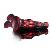 Dildo mostro in silicone rosso e nero finitura lucida