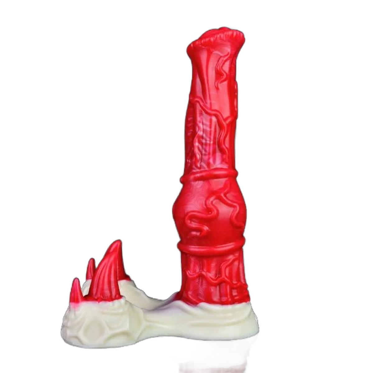 Dildo mostro silicone rosso verticale incisioni venature