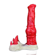 Dildo mostro silicone rosso verticale incisioni venature